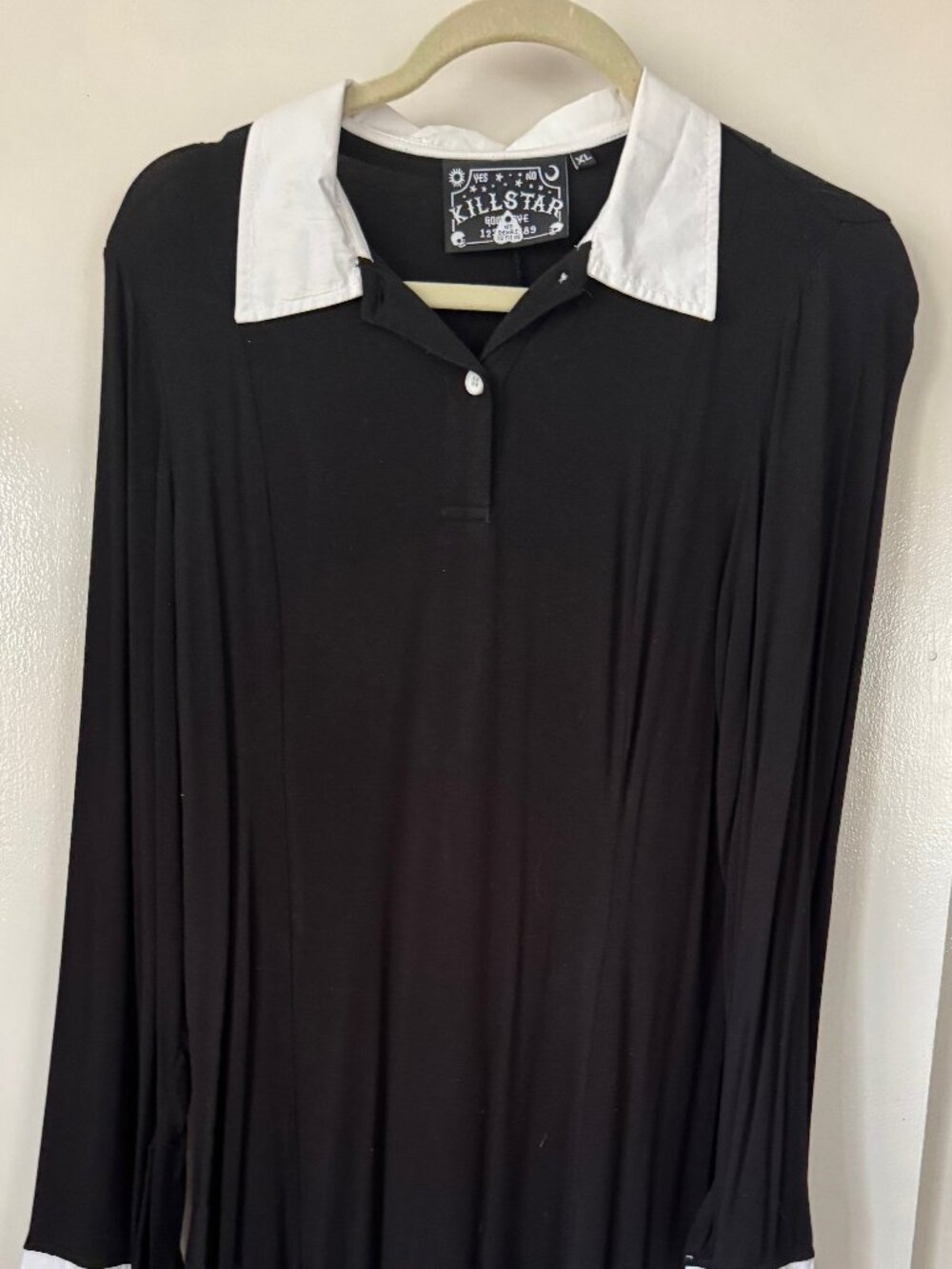 Killstar Black and White Tunic Shirt Knit Chambray XL